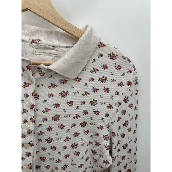 Urban Outfitters Floral Button Down Crop Long Sleeve Top Women's Size Small - Picture 4 of 7